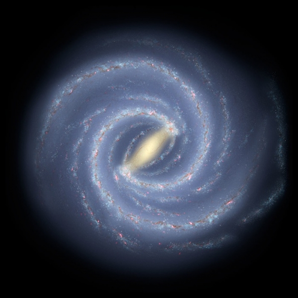  (NASA / JPL-Caltech) Млечния път като художествено тълкувание въз основа на данни на ЕСО проучване на VISTA телескоп.