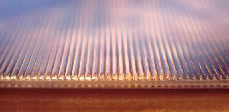 Close up of the surface of a lenticular print